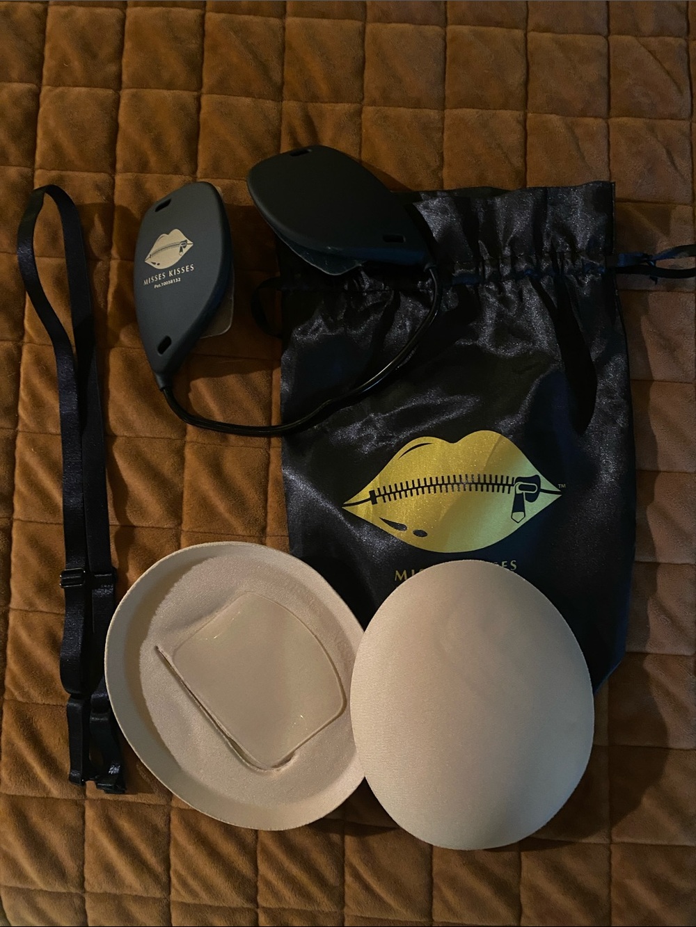 Magic Kisses Nude Adhesive Stick-On Bra Cups with Straps and Storage Pouch